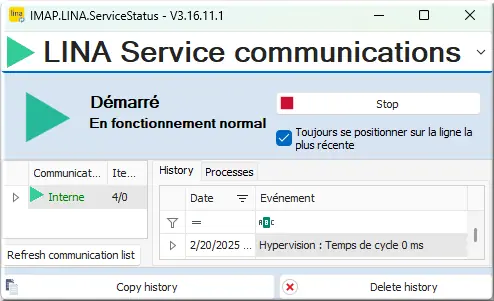 Lina Service communications démarré